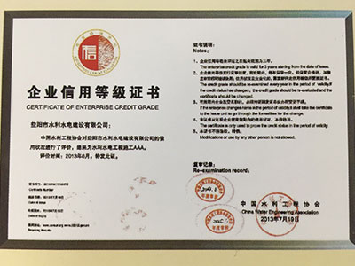 2013年企業(yè)信用等級(jí)證書